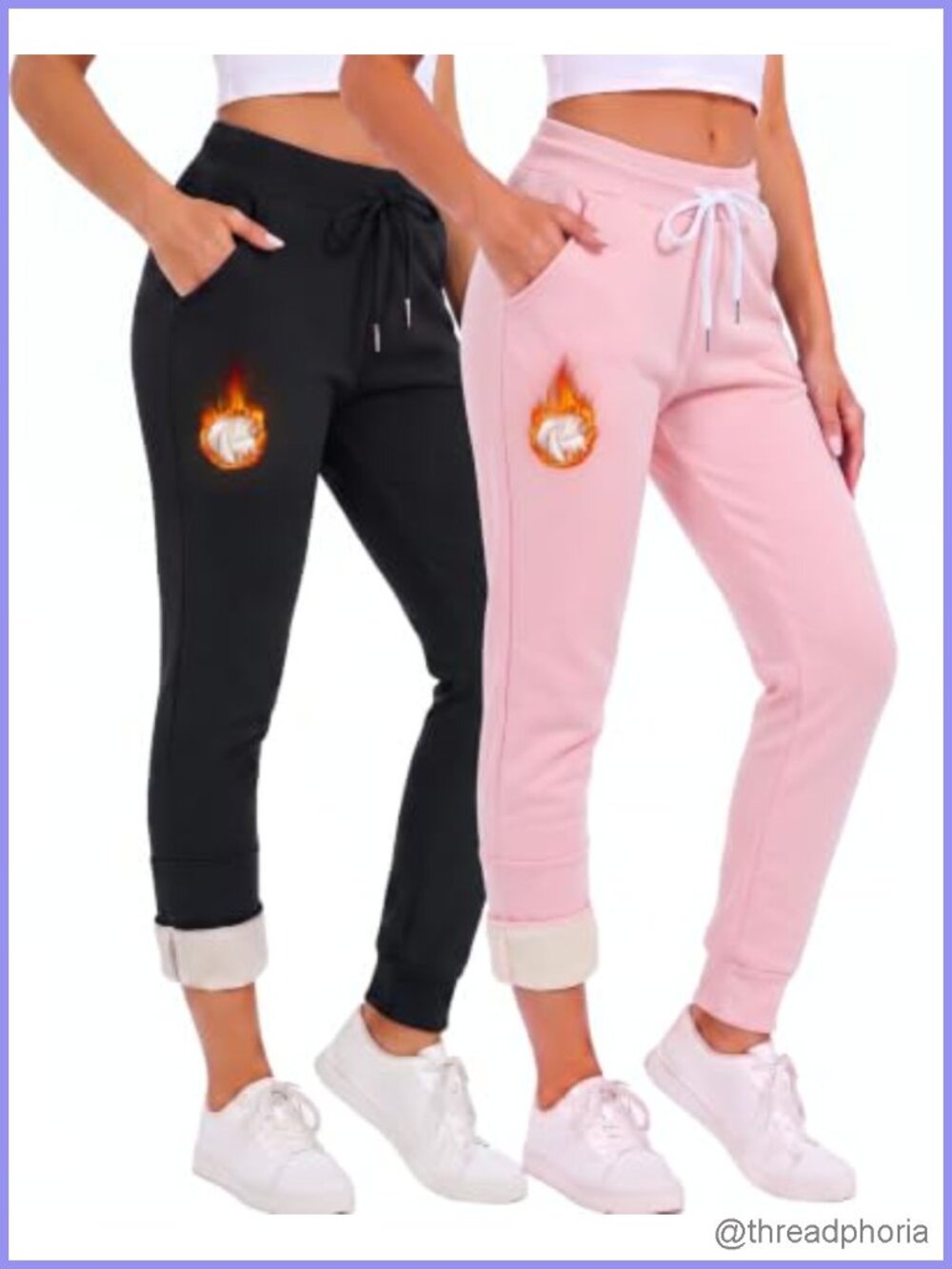 2 Pack Fleece Lined Sweatpants Joggers with Pockets Thermal Athletic Running